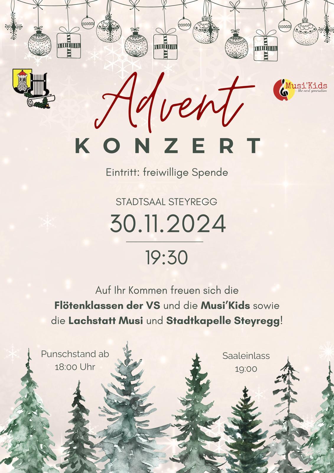 Plakat für das Adventkonzert 2024